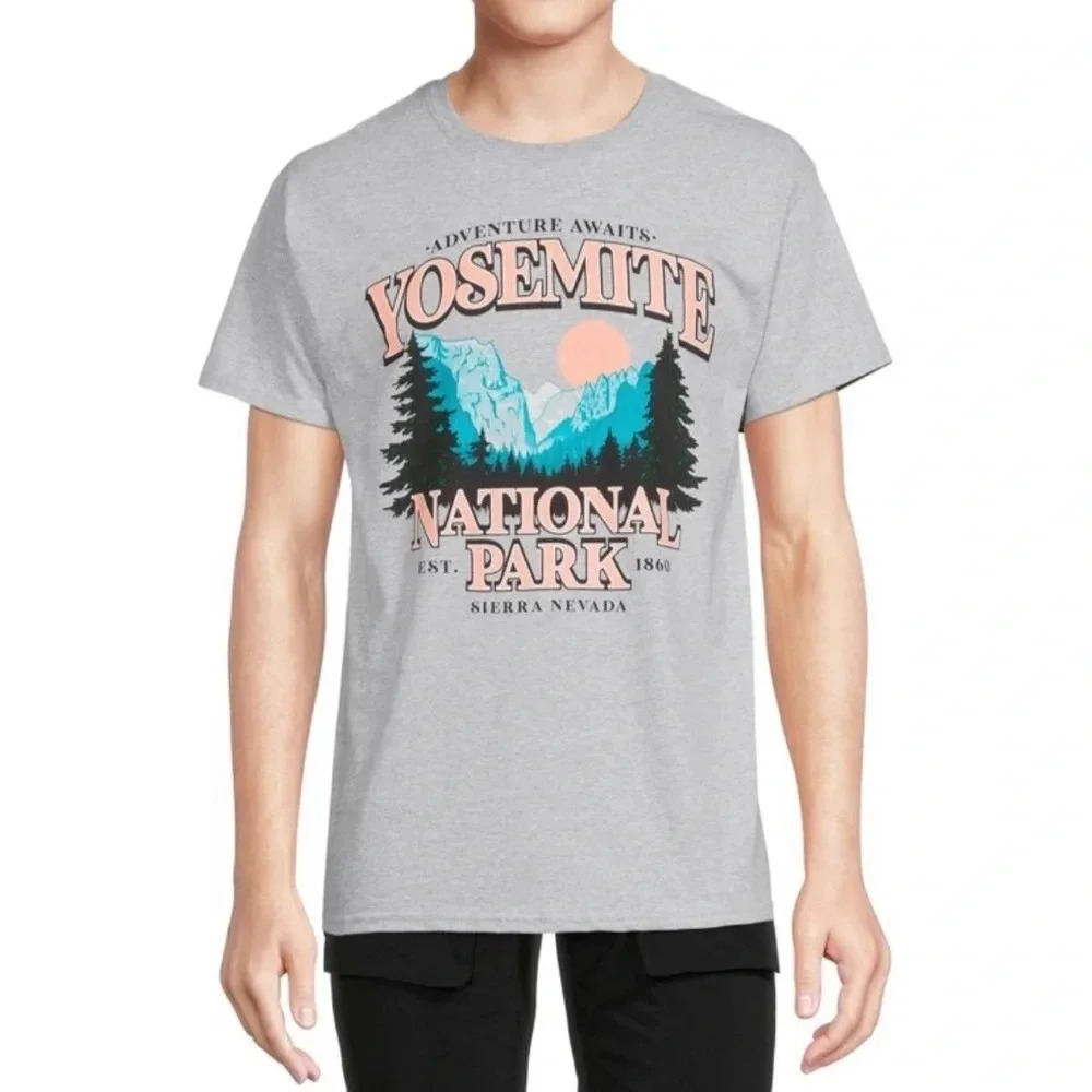 Men's Yosemite National Park Graphic T-Shirt Gray ODM Sz 3XL NWT